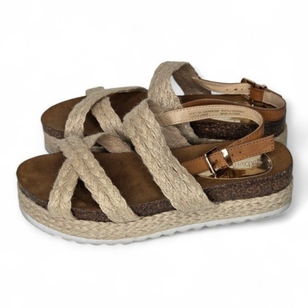 Altar'd State Boho Tan Platform Espadrille Jute Ankle Strap‎ Sandals Beach